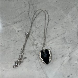 Swarovski Black and Silver Heart Crystal Necklace